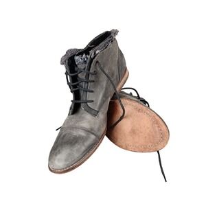 Free People Womens Grey Leather Lace‎ Up Ankle Boots Distressed Boho Size 41